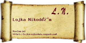 Lojka Nikodém névjegykártya